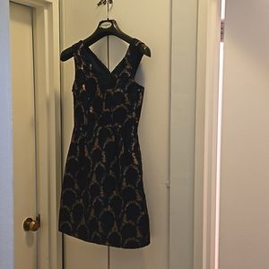 JCrew, blue, black and copper cocktail dress 00